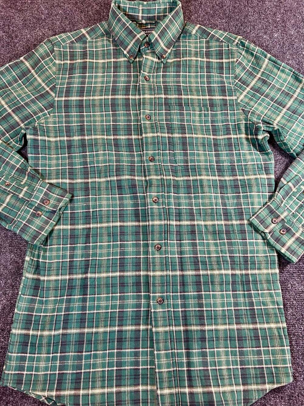 Saddlebred Men's Green Plaid Long Sleeve Button-Down Flannel Shirt Size S